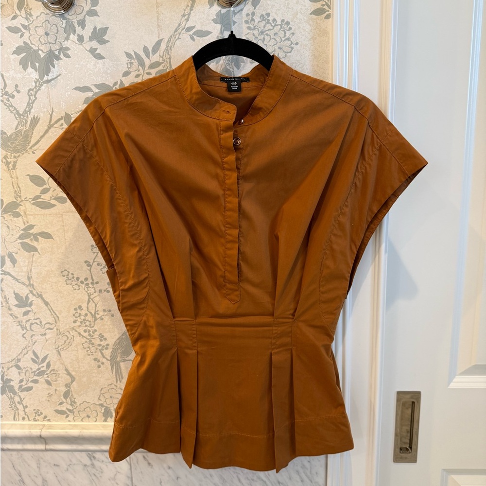 Karen Millen Structured Peplum Top Brown Size US 4 UK 8